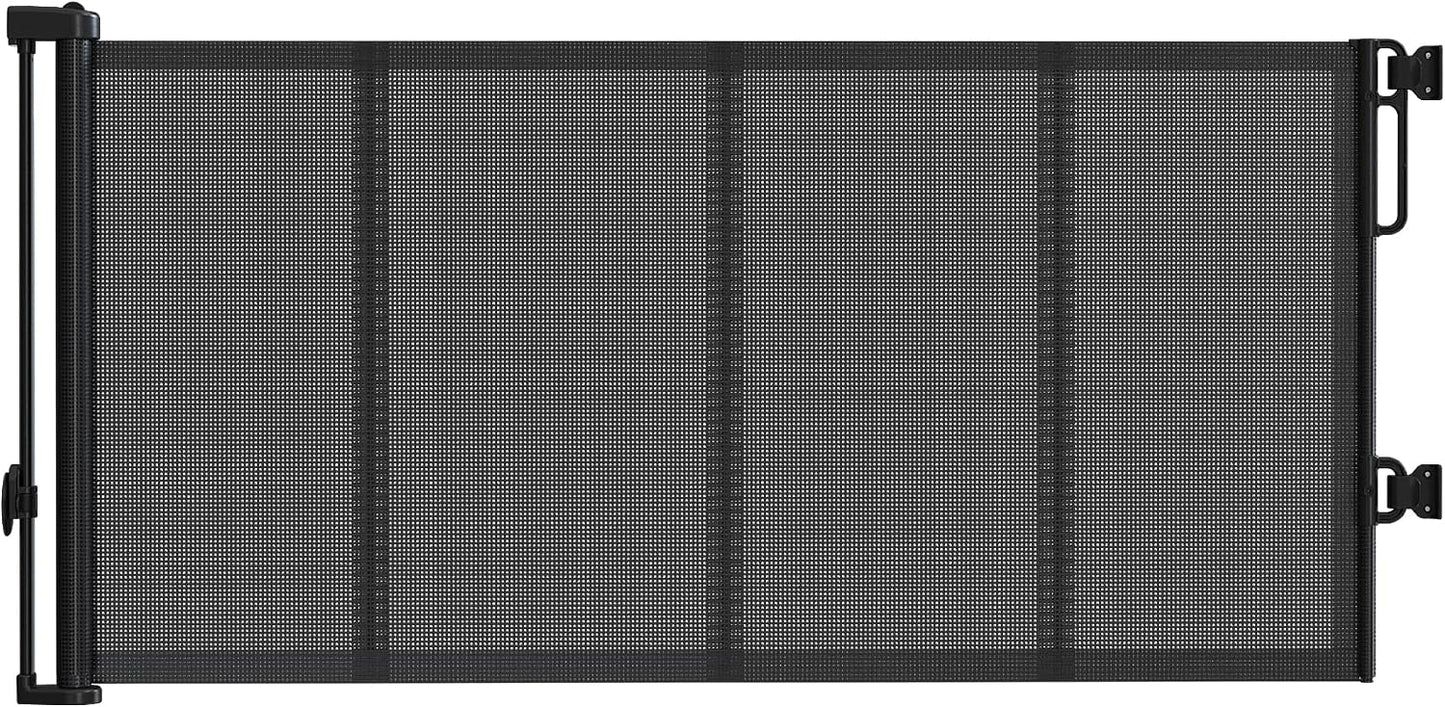 Reinforced 120" Extra Wide Retractable Baby Gates for Stairs, Mesh Saftey Gate for Pets, 10 Foot Retractable Dog Gate, No Drilling, One-Hand Operation, Retractable Gate for Indoor & Outdoor Use