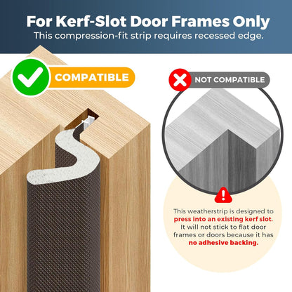 40FT Weather Stripping Door Seal, Kerf Style Foam Strip for Large Gaps, with Scraper Tool for Exterior and Interior Frames, White
