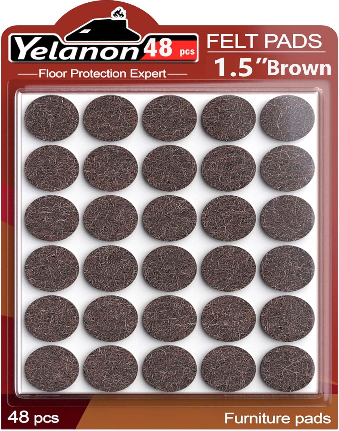 Yelanon Felt Furniture Pads for Hardwood Floors -36 Pcs 2" Premium Floor Protectors for Furniture, Felt Pads for Chair Legs, Black