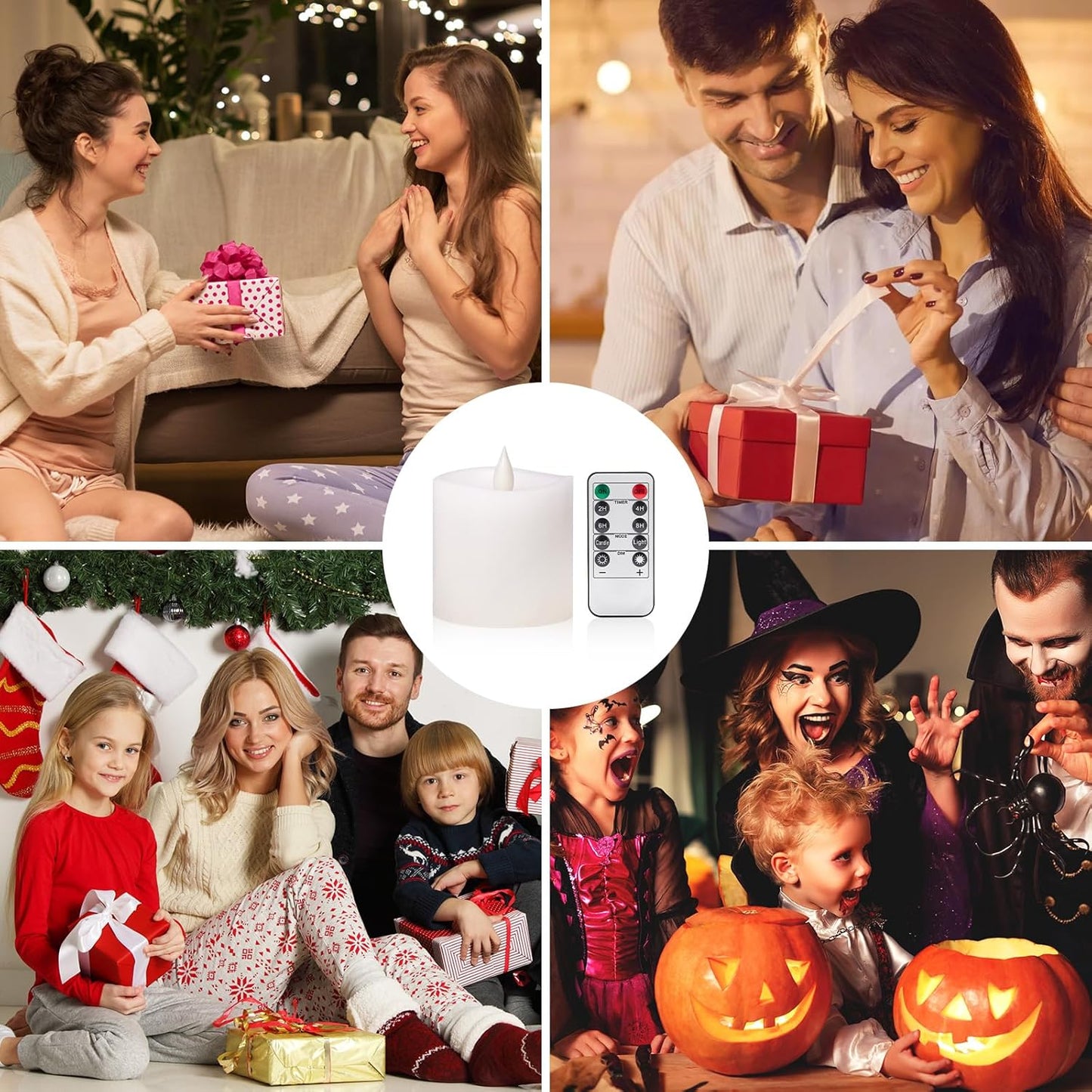 3"x4" Flickering Flameless Battery Candles with Timer, White Realistic LED Pillar Candles, Set of 2 Large Remote-Operated Candles for Home Indoor/Outdoor & Holiday Decor