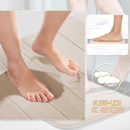 Yimobra Memory Foam Bath Mat, Super Soft Absorbent Bathroom Rug Non Slip, Quick Dry, Machine Washable Floor Carpet for Tub Shower, Home Decor Accessories, 24x17, Grey