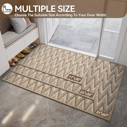 Door Mat 17"x30",Door Mat Indoor Entrance Dirt Resistant and Absorbent Non-Slip Rubber Backing Front Door Mats Washable Low-Profile Indoor Mats for Entryway, Inside Entrance Easy Clean Gray