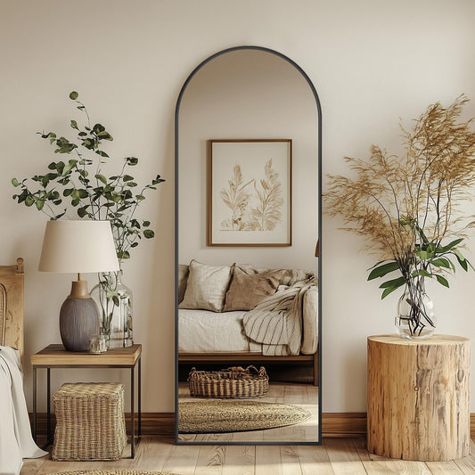 Antok 58" x19” Arched Full Length Floor Mirror, Gold Aluminum Frame, Free Standing/Wall Mount/Leaning for Bedroom, Living Room, Dressing Room