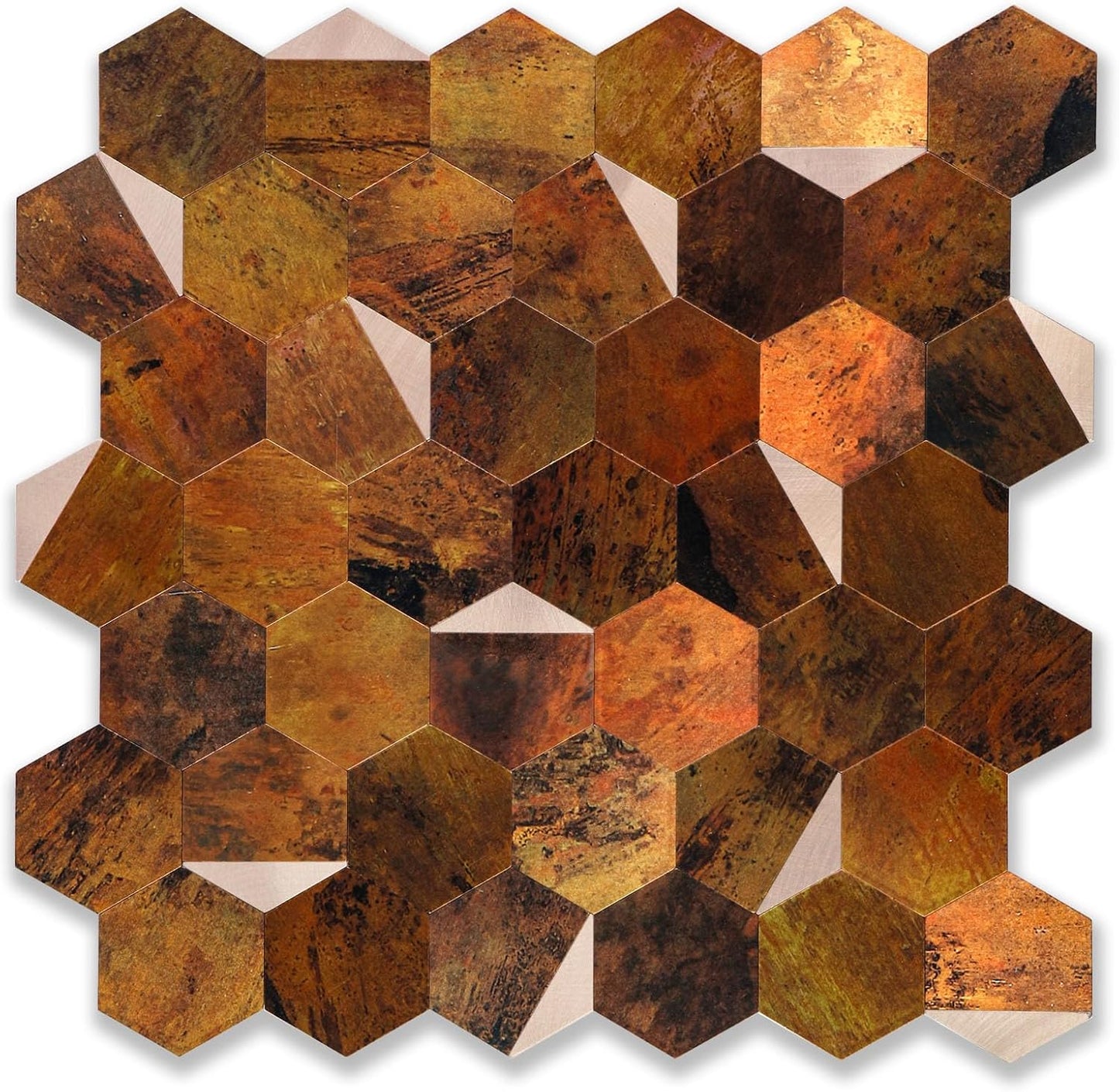 10-Sheet Heavy-Duty Hexagon Peel and Stick Backsplash, Thick Waterproof &Heat Resistant Stick on Wall Tiles, Slate Beige Mosaic for Kitchen & Bathroom, Strong Adhesive Permanent PVC Tiles