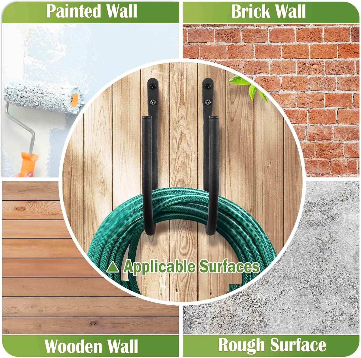 Lifyzoon 2Pack Heavy Duty Garden Hose Holder - Wall Mount Metal Hose Hanger | Rust-proof Water Hose Racks, 60 lbs Weight Capacity, Sturdy Outdoor Yard Organizer, Garage Tool & Backyard Storage