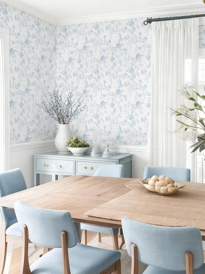 Dimoon 17.3''x78.7'' Vintage Peel and Stick Wallpaper Boho Beige Neutral Contact Paper White Floral Bird Wallpaper Removable Botanical Renter Friendly Modern Wall Paper Bedroom Bathroom Vinyl Roll