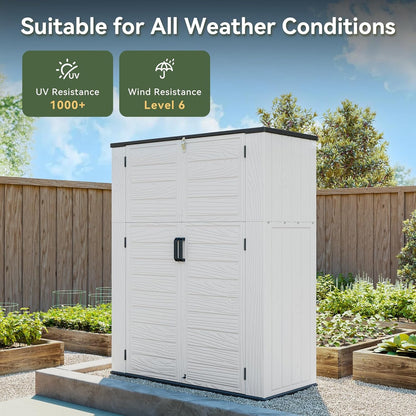 AOXUN Horizontal Storage Sheds 21 Cu.ft, HDPE Outdoor Storage Box 160 Gallon, Waterproof Lockable Resin Deck Box with Spring-Assisted Lid, Patio Storage for Garden, Pool, Cushions, Tools, White