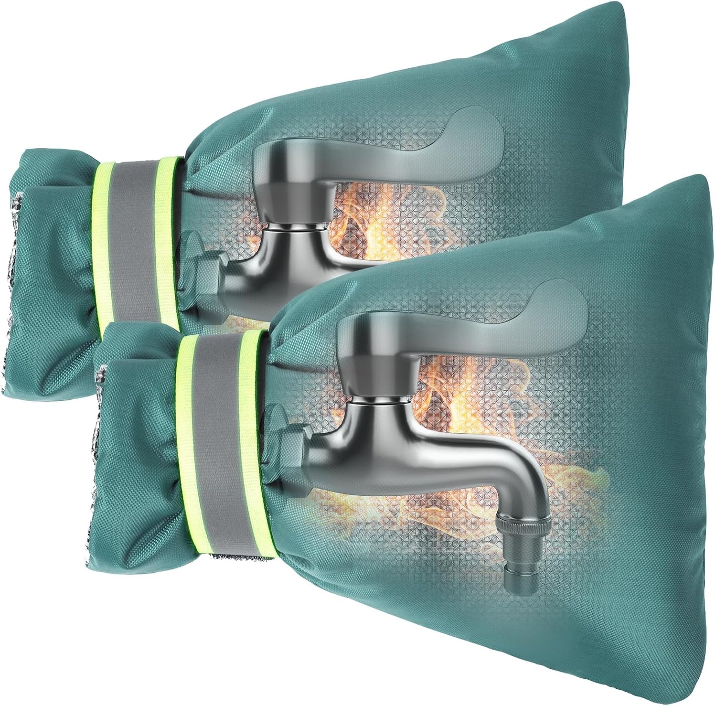 Outdoor Faucet Covers for Winter Freeze Protection, Kanosan 8.3"H X 6.7"W Thickened Reflective Outside Spigots Covers Hose Bib Insulated Sock for Winter Cold Weather, 2 Pack Black