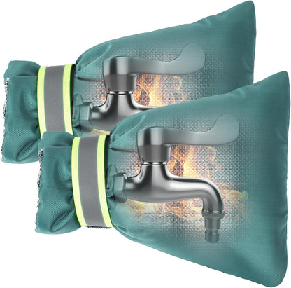 Outdoor Faucet Covers for Winter Freeze Protection, Kanosan 8.3"H X 6.7"W Thickened Reflective Outside Spigots Covers Hose Bib Insulated Sock for Winter Cold Weather, 2 Pack Black