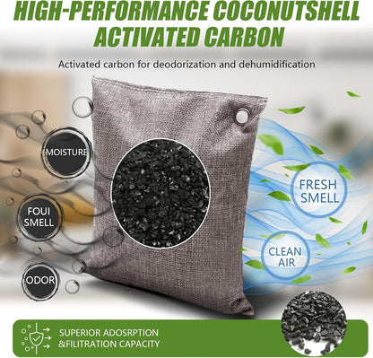 Activated Charcoal Bags Odor Absorbers, Activated Charcoal Odor Absorber for Strong Odors in Car, Closet, Shoe, Pet, Smoke, Basement. Coconut Shell Air Purifying Bag(1 x 500g）