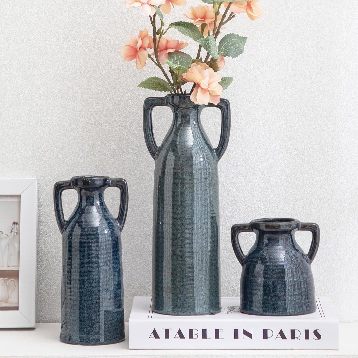Bud Vase - Flower Vase Set - Decorative Vases - Ceramic Small Vase Set of 3 for Centerpieces - Ice Creak for Decor - Modern Decoration Vases for Home Farmhouse Table Office, Mini Vase by Lyeec