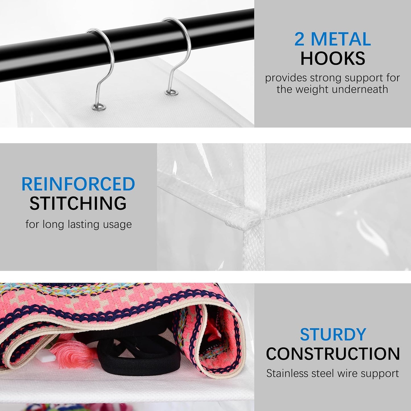 Libeder Hanging Shoe Organizer, 10-Shelf Closet Organizer with 6 Mesh Side Pockets