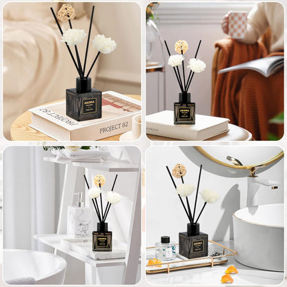 Reed Diffuser Set, 1.7 fl oz Scent Diffuser with Sticks, Freesia Scent for Bathroom Accessories Shelf Decor, Air Fresheners for Home, Home Fragrance Products, House Office Room Decor Aesthetic Gift