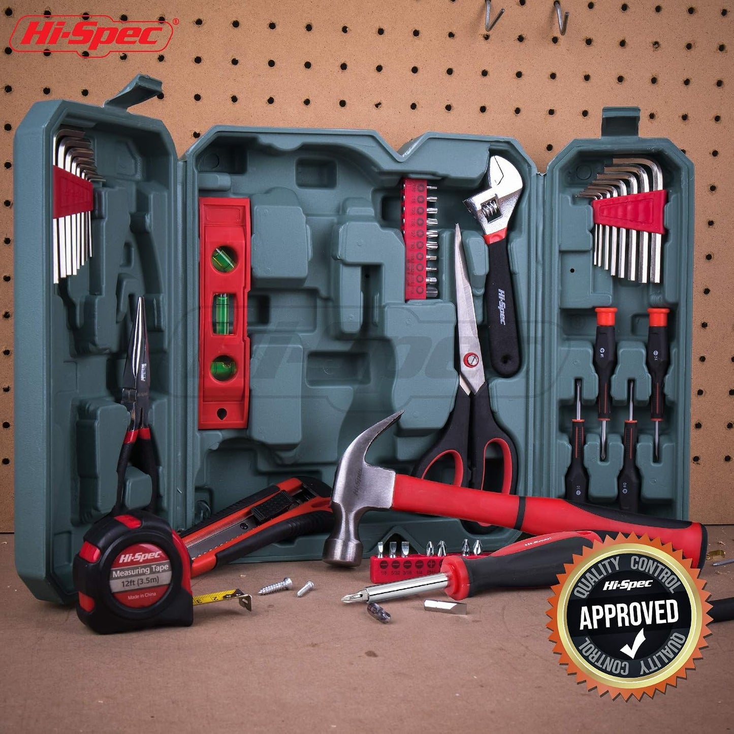 Hi-Spec 57pc Home Garage DIY Tool Kit Set. Complete Beginner Handyman and Home Mechanics Tool Box Set for Auto, Car, Bike and Household Repairs