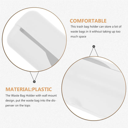 Cabilock Wall Mounted Plastic Bag Holder Trash Bag Dispenser Roll Holder Grocery Bag Storage Dispenser Hanging Over Cabinet Door Under Sink Bag Saver for Kitchen Bathroom White