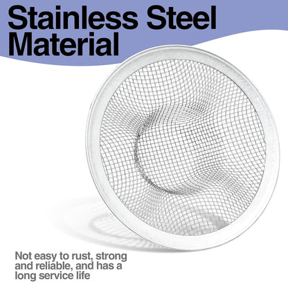 Piutouyar 2 Pack Stainless Steel Kitchen Sink Strainer, 3.5 Inch Diameter Mesh Basket Large Round Filter Kitchen Drain Strainer Food Catcher for Bathroom Bathtub Wash Basin Garbage