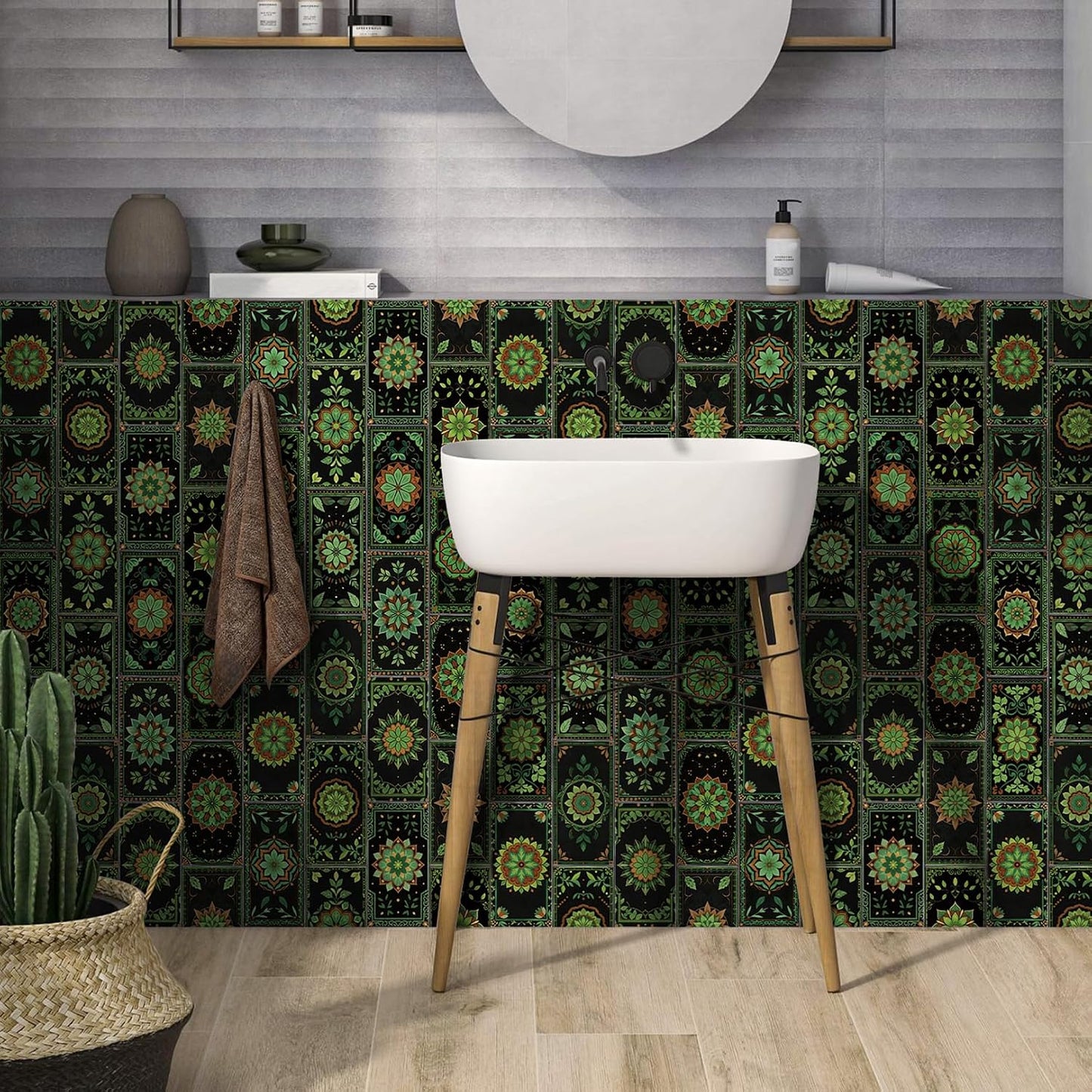 VICCI 32Pcs Tile Decals - Peel and Stick Kitchen Backsplash - Decorative Wall Tiles Stickers 8" x 4" Self-Adhesive Waterproof Removable for Bathroom Cabinets Home DIY Projects Decor