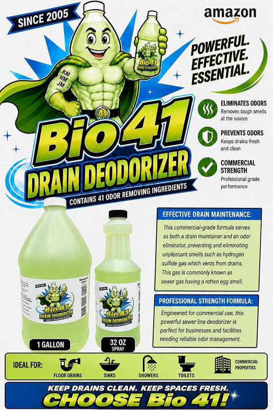 Drain Deodorizer- Odor Eliminator - Commercial Drain Deodorizer - Neutralizer Sewer Gas Smell Remover – 32 Ounce