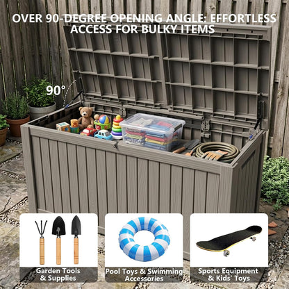 Outdoor Storage Box, 320 Gallon Waterproof Deck Box [Upgraded 3.0], Dual Gas-Spring Ultimate Resin Organizer for King Cushions, Heavy-Duty Lockable Estate Storage Bench, Backyard BBQ, Black