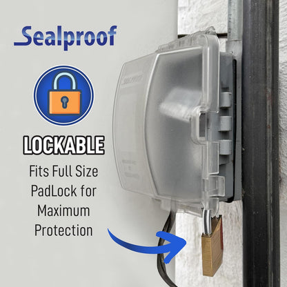 Sealproof 1-Gang Weatherproof In Use Outlet Cover | Horizontal/Vertical Outdoor Plug and Receptacle Protector, Lockable Bubble Cover, UL Extra Duty Compliant, 18 Configurations, Gray