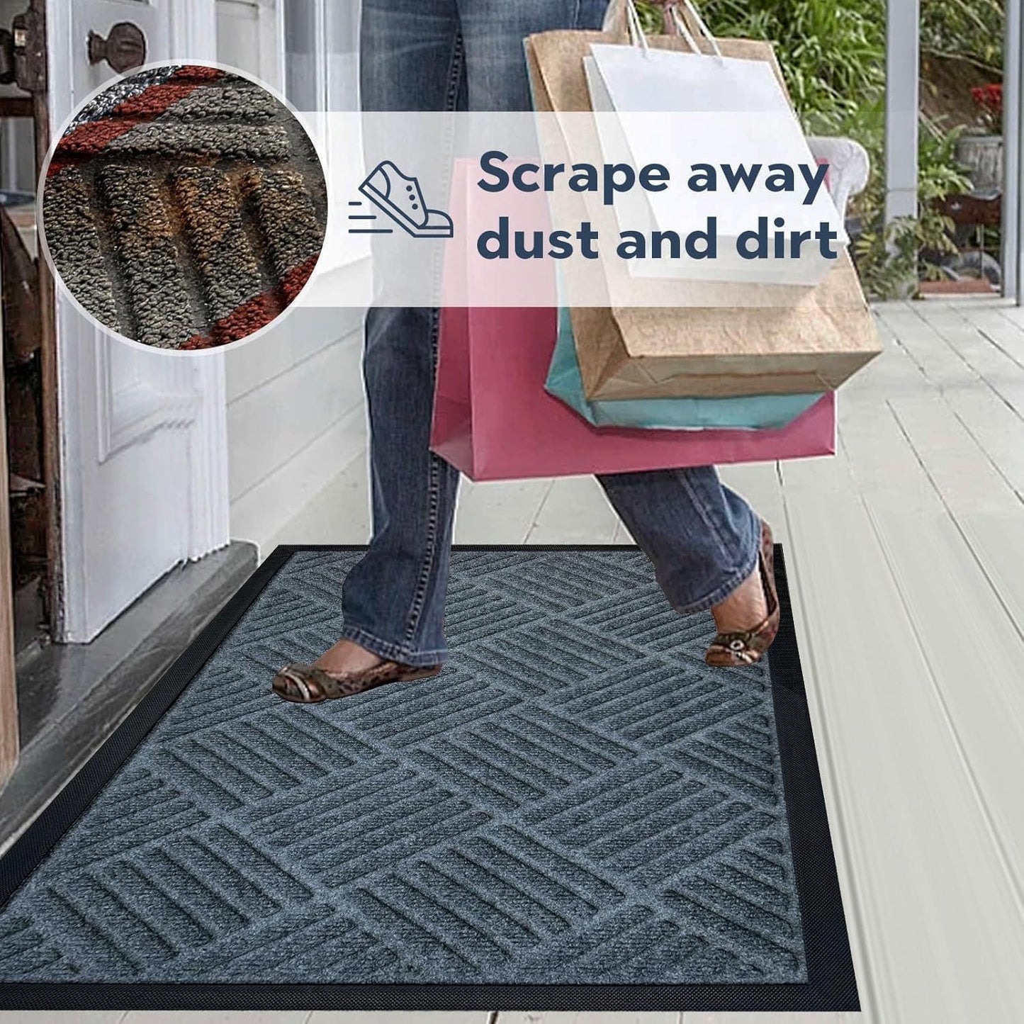 DM23 Heavy Duty Front Door Mats Non Slip Rubber Backing Entrance Mat Shoes Scraper Welcome Mat