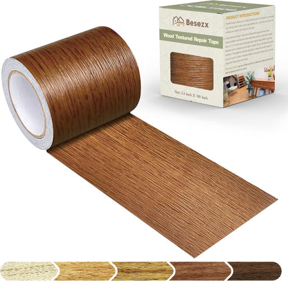 Besezx Wood Grain Repair Tape, 2.4" X15', Self Adhesive Wood Grain Repair Patch for Tables, Chairs, Baseboards, Doors, Windows, Floors, All Kinds of Furniture Renovation, Handicraft DIY. (Natural oak)
