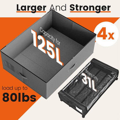 XXXL 78L Under Bed Storage with Wheels, Rolling Storage Containers with Clear Lid & Label, Heavy-Duty Metal Frame, Easy Pull-out, Underbed Storage Bins for Clothes, Shoes, Blankets, and Toys(2PACK)