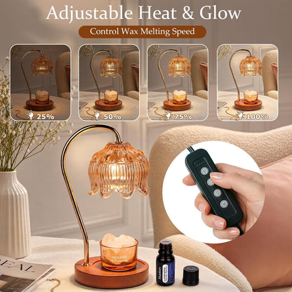 Funistree Flower Candle Warmer Lamp with Timer & Dimmer, Adjustable Height Candle Warmer, Christmas Birthday Gifts for Women Mom, House Warming New Home Decor, Wax Warmer with 2 Bulbs for Jar Candles