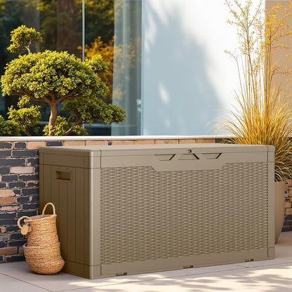 Greesum 31 Gallon Resin Deck Box All Weather Outdoor Storage Boxes for Patio Furniture Set,Outdoor Toys,Garden Tools,Black
