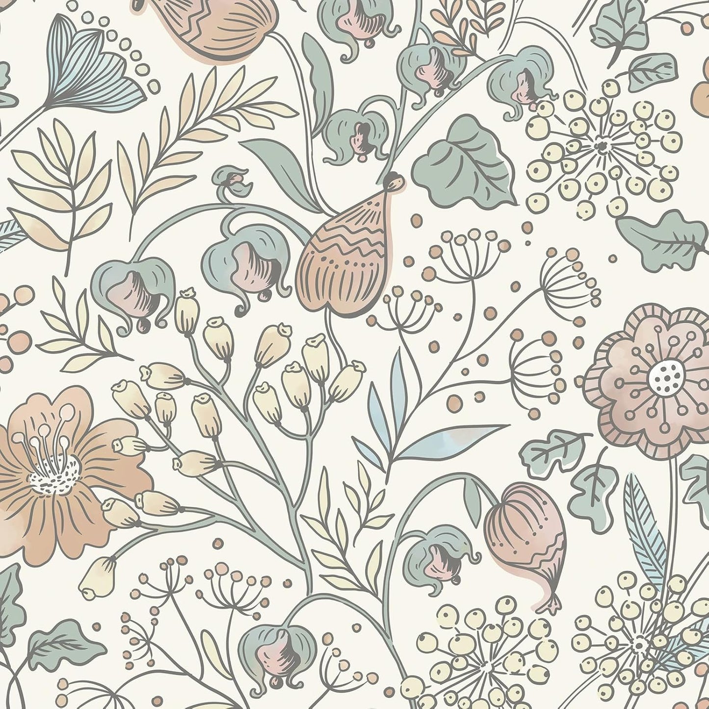 HeloHo Blue Floral Wallpaper Peel and Stick Self Adhesive Removable Wall Paper 16.1" X 118" Renter Friendly Waterproof Wallpaper Contact Paper for Furniture Living Room Bedroom Decor