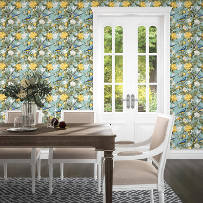 Danodoi Yellow Floral Wallpaper Peel and Stick Vinyl Wallpaper Stick and Peel Colorful Contact Paper for Cabinets Waterproof Self Adhesive Wall Paper for Kitchen Countertop Wall 17.5" x 118"