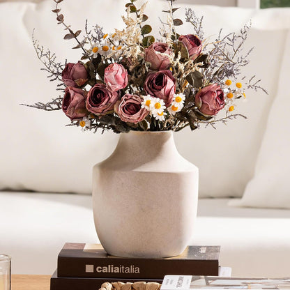 Ceramic Vase Set of 3, Modern Decorative Vases for Home Decor, Small Flower Pottery Vase Sets, Boho Farmhouse Rustic Vases for Living Room, Kitchen, Bedroom, Bathroom, Shelf, Table