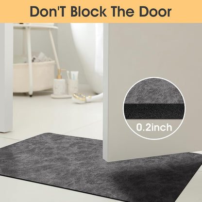 ACCUMTEK Non Slip Bath Mat, Thin Bathroom Rugs Fit Under Door, Quick Dry Bath Mats, Machine Washable Bath Rugs for Bathroom, Bathtub & Kitchen, Grey/Bordered/24 x17
