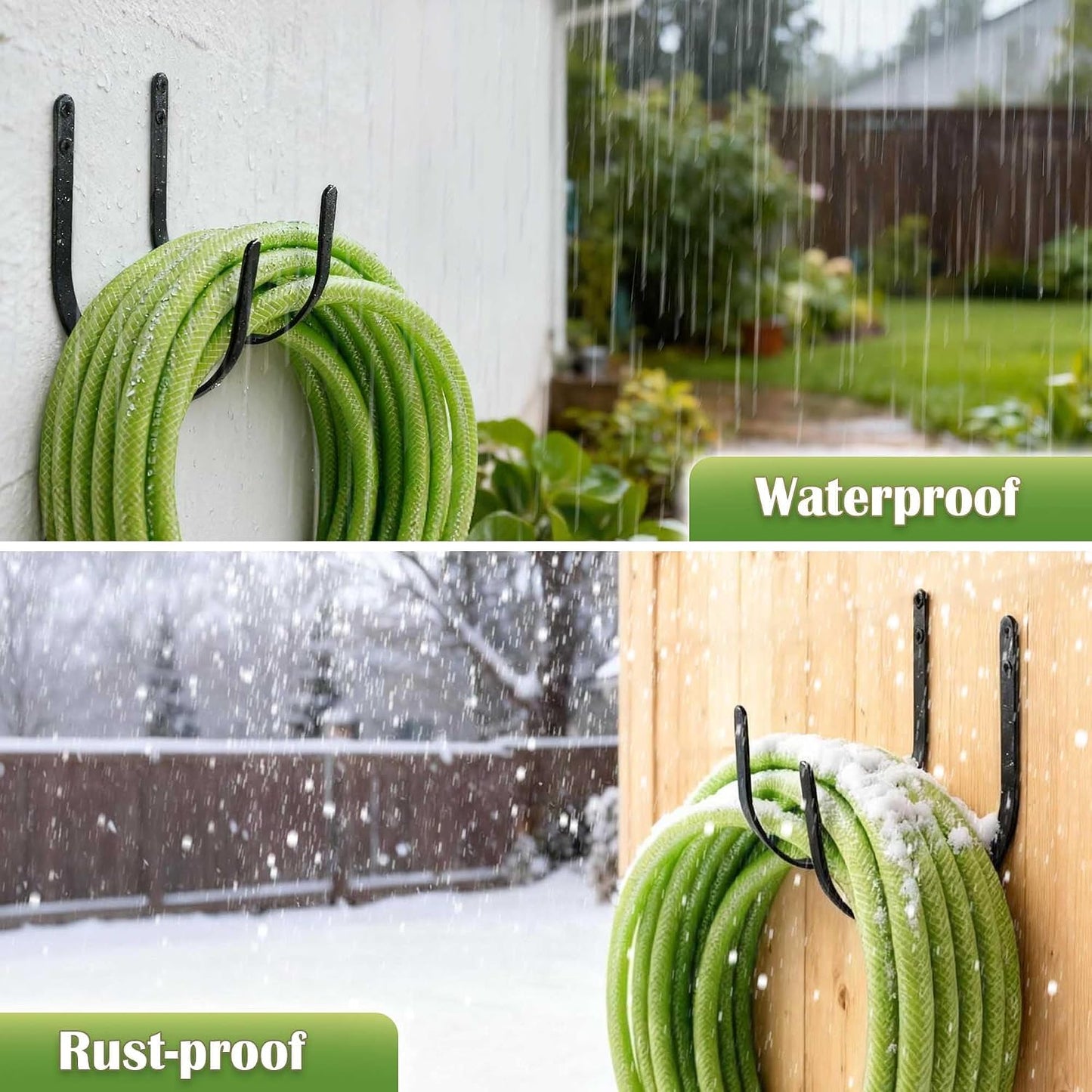 Hose Holder Wall Mount: 8 Inch Metal Heavy-Duty Garden Hose Hanger Outdoor | Hand-forged Hose Rack Mount