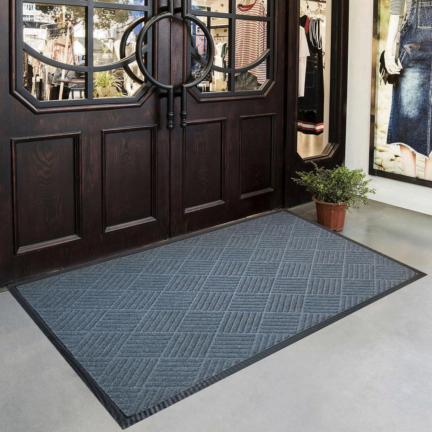 DM23 Heavy Duty Front Door Mats Non Slip Rubber Backing Entrance Mat Shoes Scraper Welcome Mat