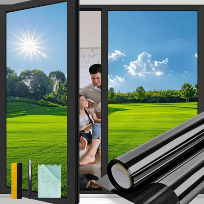 Niviy Frosted Glass Window Privacy Film Decorative, Static Cling Bathroom Window Frosting Film Day and Night Windows Cling Home Glass Door Cover, 17.5 inch x 78.7 inch