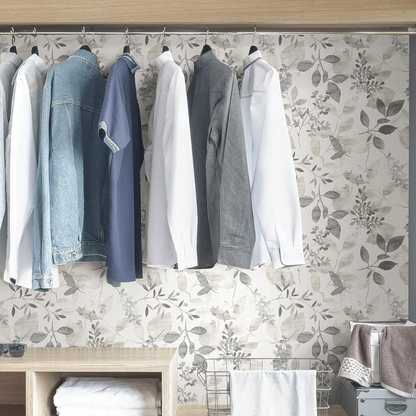 NuWallpaper by WallPops NUS3144 Breezy Peel & Stick Wallpaper, Grey