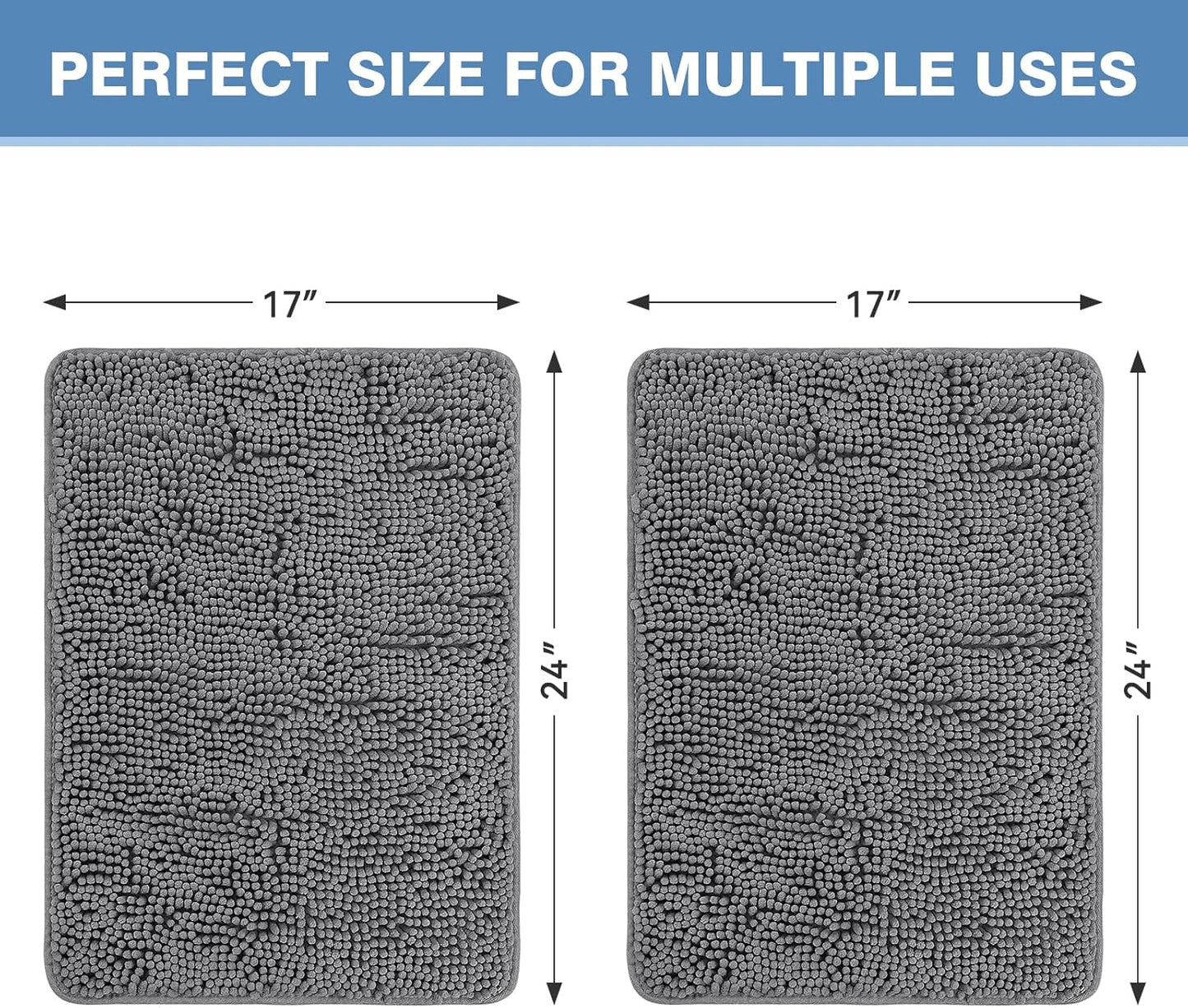 Bcoimo Bathroom Rugs 24x17, Bath Mats for Bathroom Non Slip with Rubber Backing,High Absorbent Microfiber Bath Rugs Quick Drying, Machine Washable, Durable Decor