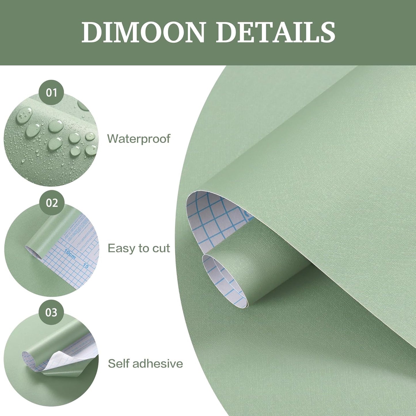 Dimoon 17.7''x118'' Peel and Stick Wallpaper White Contact Paper for New Environmentally Friendly Materials Thickening Upgrade Embossed Renter Friendly Wall Paper Modern Vinyl Wrap Countertop Bedroom