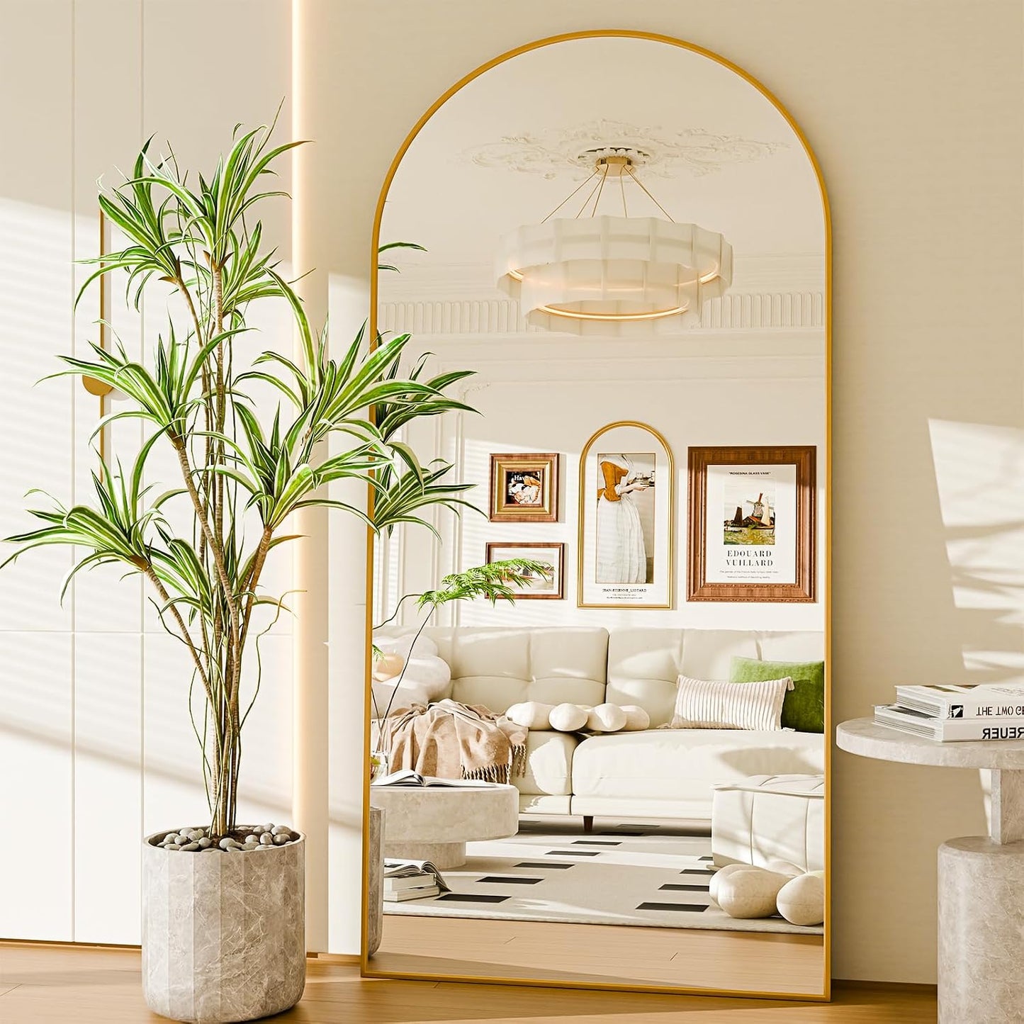 59"x16" Floor Mirror Full Length, Arched Full Length Mirror with Stand, Full Body Mirrors for Bedroom Living Room or Cloakroom Gold