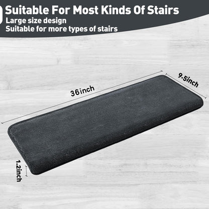 PURE ERA Carpet Stair Treads Ultra Plush 9.5" X 30"Soft Bullnose Indoor Stair Protectors Pet-Friendly Non-Slip Skid Resistant Tape Free Washable Reusable(2 Pieces,Brown)