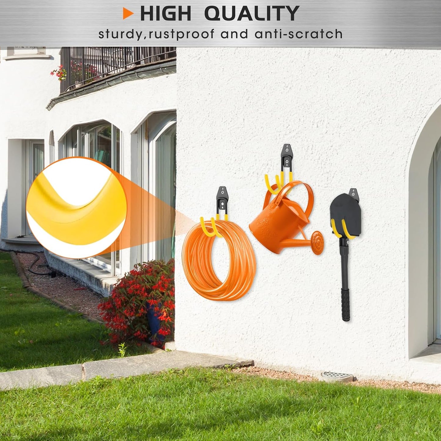 Hose Hanger Wall Mount 2 Pack,Heavy Duty Hose Holder with Screws Metal Hose Hangers for Outside,Hose Rack Suitable for Garage,Garden and Yard,Black