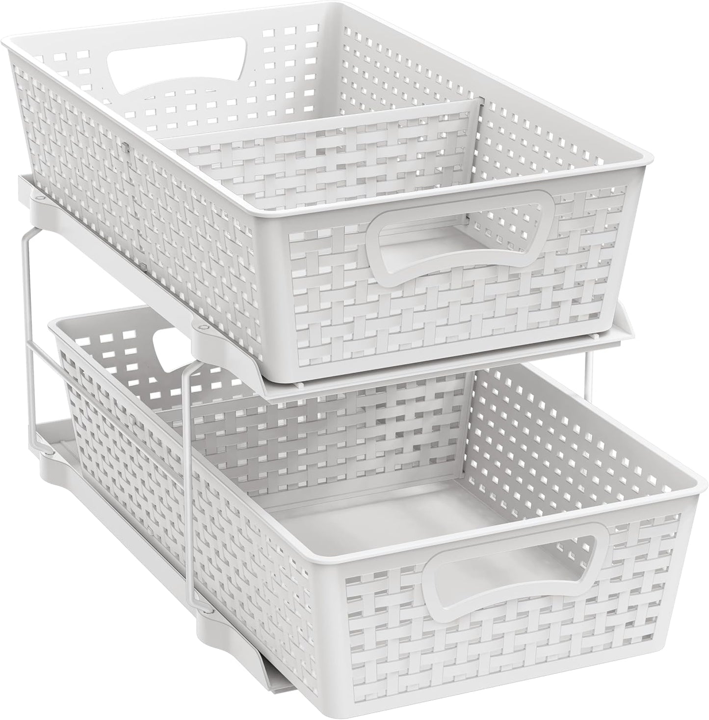 Simple Houseware 2 Tier Bathroom Organizer Tray Pull-Out Sliding Drawer/Under-Sink Storage, Clear