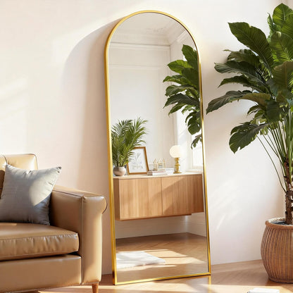 Arched Mirror Full Length, Upgraded 16"x59" Body Wall Mirrors with Shatter-Proof Glass, Floor Standing, Hanging or Leaning, Tall Arch Mirror with Stand Aluminum Alloy Frame for Bedroom Cloakroom