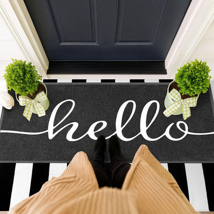 EARTHALL Door Mat Outside Inside Home Doormat, 30"x17.5", Durable Floor Mat Non Slip Mat Ultra Absorb Mud Easy Clean Front Doormat for Garage, Entryway, Patio, High Traffic Areas, Black