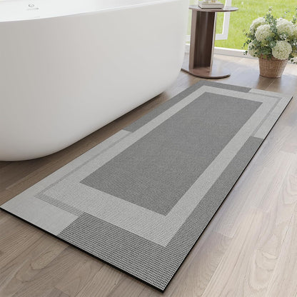 YDKGL Non Slip Bath Mat, Rubber Backing Ultra Thin Bathroom Rugs Fit Under Door Quick Dry Super Absorbent Washable Bath Rug Shower Mat for Bathroom Floor Bathtub Shower Sink, Easy Care Blue 16"x 24"
