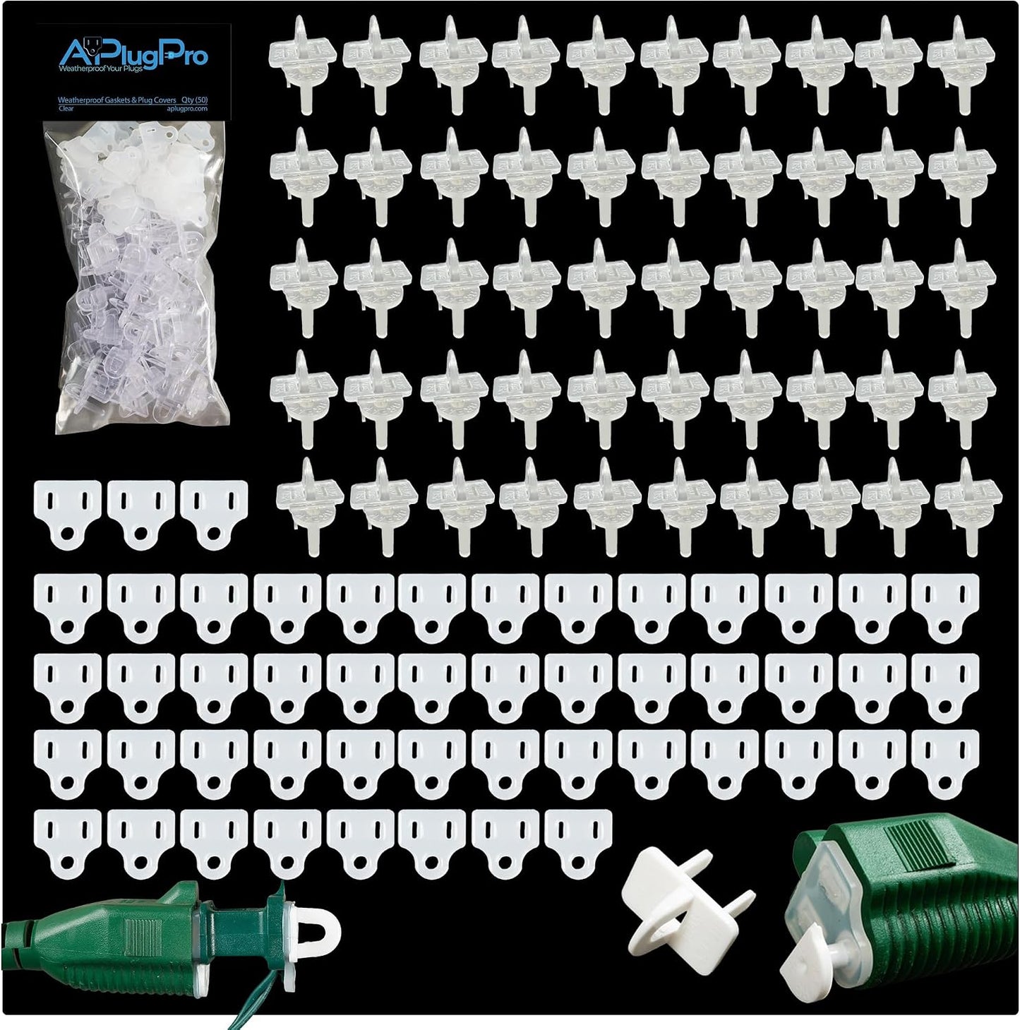 (Set of 10, White0 The Original Weatherproof Gaskets & Plug Covers - Made in USA, Outdoor Waterproof GFCI Protectors, Christmas Light Installation, Extension Cords, Stop GFCIs from Tripping