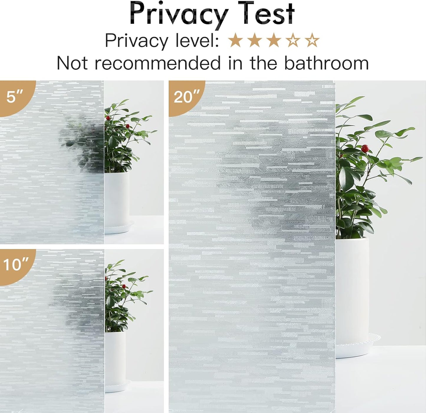 Haton Window Privacy Film, Frosted Glass Static Cling Sun Heat Blocking Window Clings, Frosting Opaque Coverings Stickers Tint for Home Office Door, Non Adhesive, White 17.5" x 78.7"