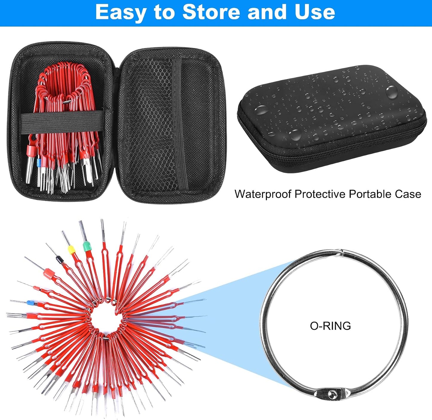 Terminal Pin Removal Tool Kit 82 Pcs Depinning Electrical Connector Pin Extractor Tool Set Wire Terminal Release for Automotive Car Household Devices - Black