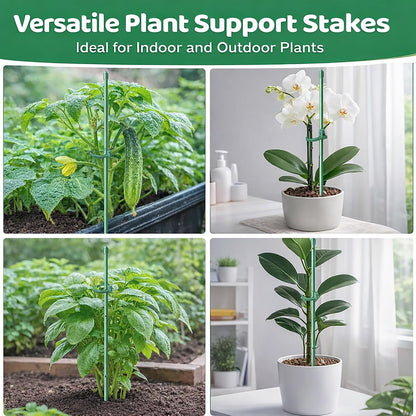 Extendable Plant Stakes 12 Inch, 12-Pack Heavy Duty Plant Support Poles with 12 Clips, Stackable Plant Holder Sticks for Orchid, Monstera, Amaryllis, Tomato, Indoor Outdoor Plants